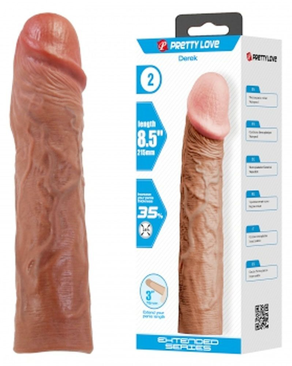 Удлиняющая насадка на пенис Baile Derek 21,5 см, +7,6 см