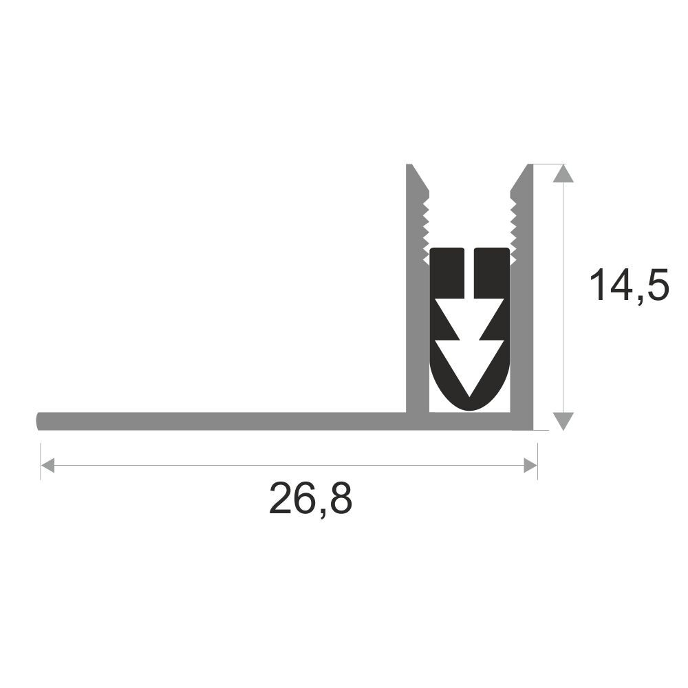 Алюминиевый профиль с резиновой вставкой ПТО-13 2700 мм
