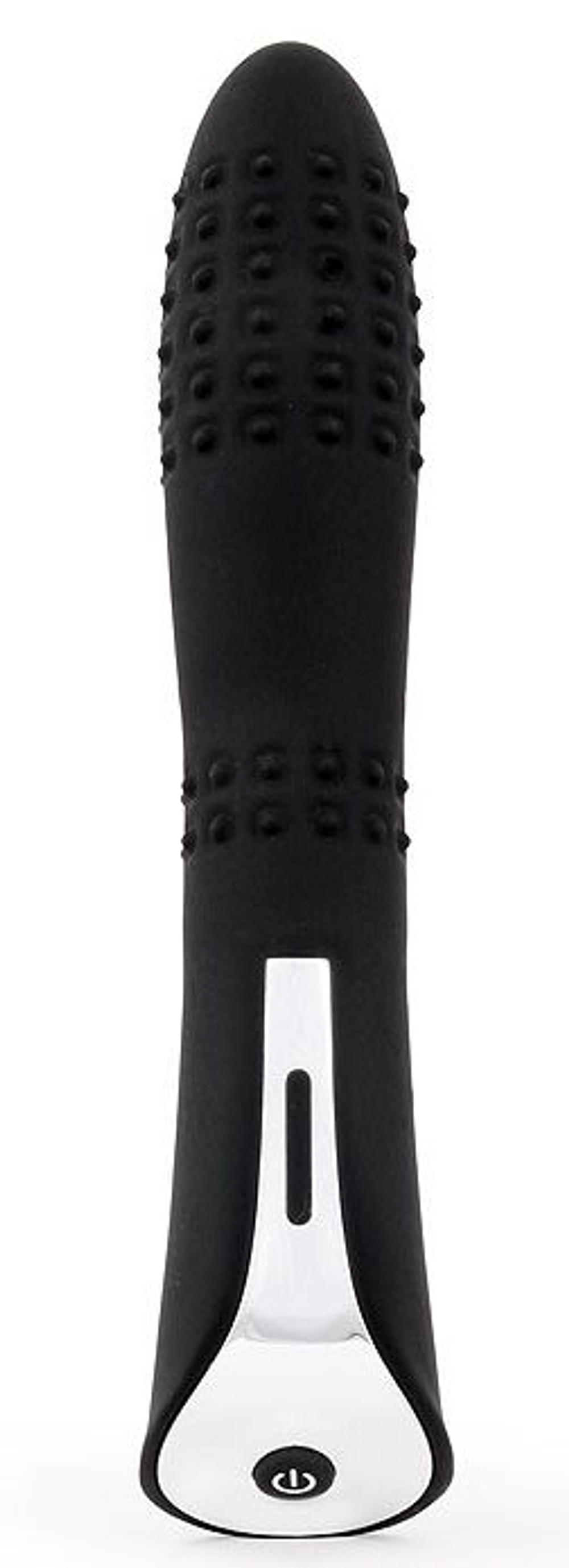 Черный вибромассажер с пупырышками с 7 режимами пульсации - 20 см. (Цвет: черный)