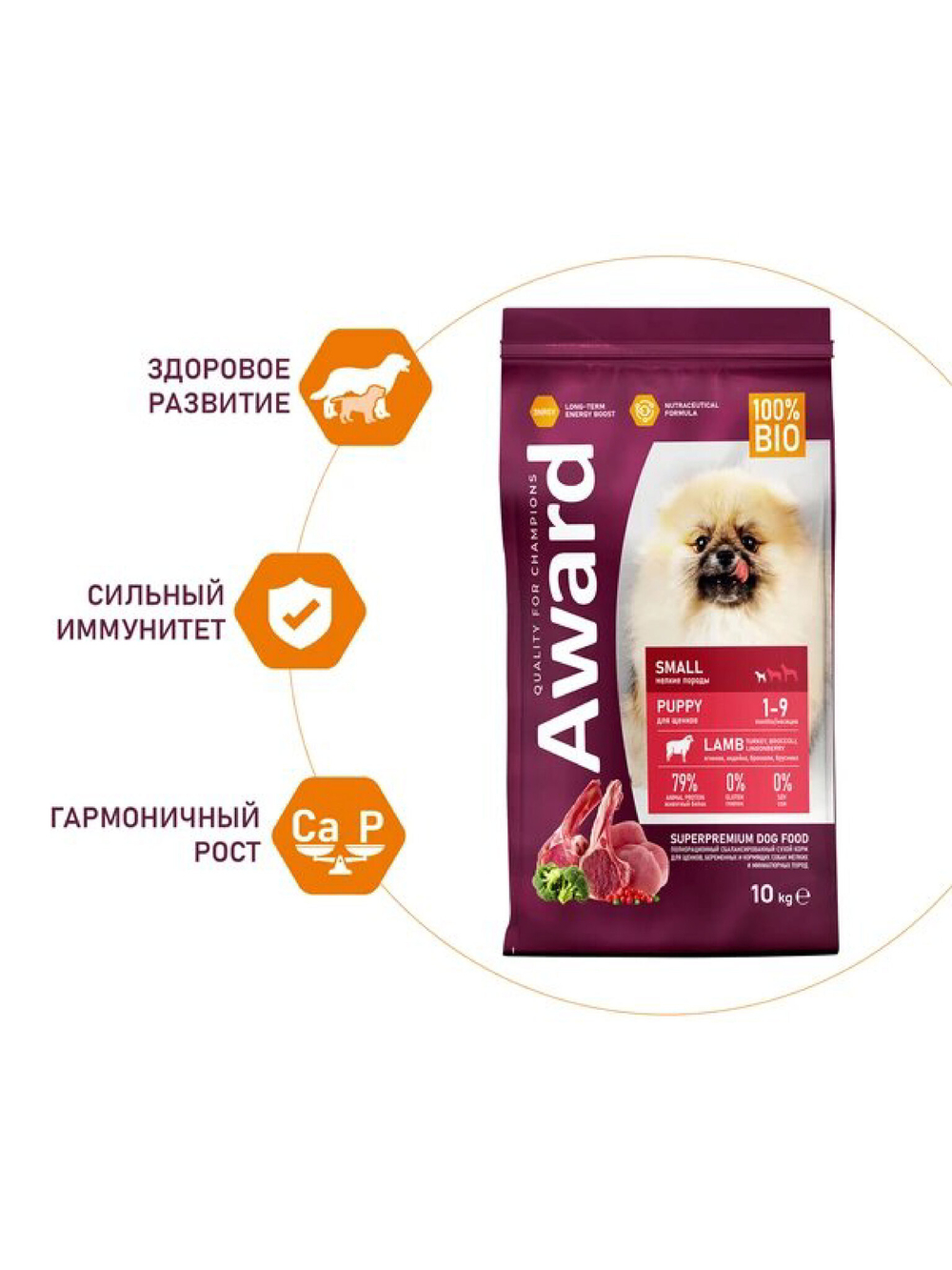 Сухой корм для щенков и кормящих собак. Ягненок и брокколи
