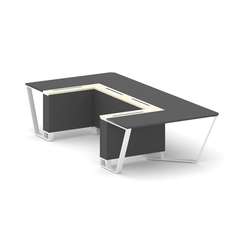 Steel Meet Стол переговорный П-образный KM-PR.B.SP-07P Антрацит/Ваниль Глянец/Металл Белый 1600*3200