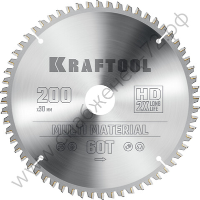 KRAFTOOL Multi Material 200х30мм 60Т, диск пильный по алюминию