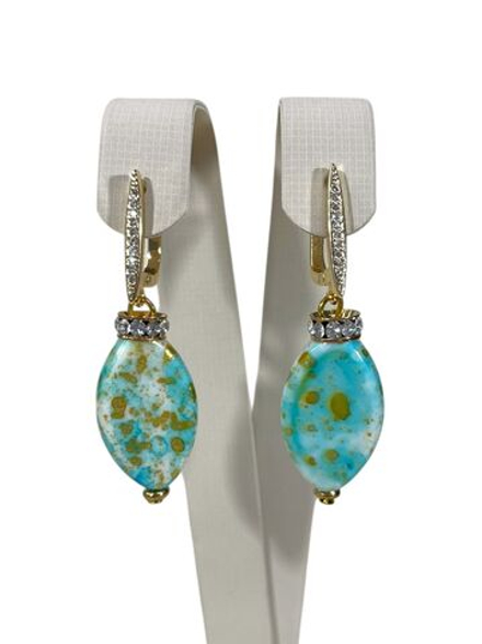 Серьги салатовые с фианитами