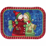 Поднос жестяной 40*28см «Снеговики»