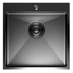 Мойка настол.монтаж 50х50 (3,0) вып 3 1/2  MIXLINE PRO 20см с сифоном (черный графит НАНО декор)