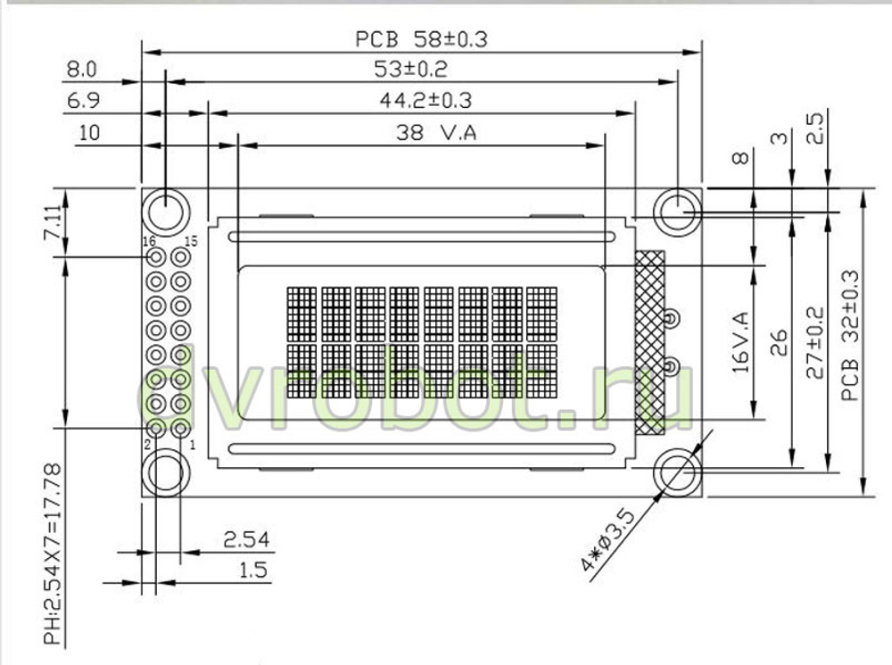Дисплей LCM 0802A -5V- зеленый