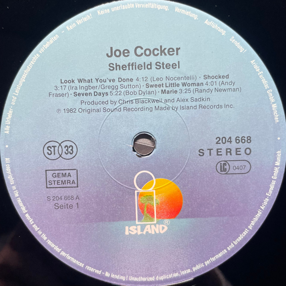 Joe Cocker ‎– Sheffield Steel (Европа 1982г.)