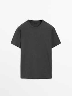 Massimo Dutti Хлопковая футболка-поло с короткими рукавами, серый