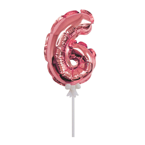 Шар 18 см самодув, цифра 6 розовое золото