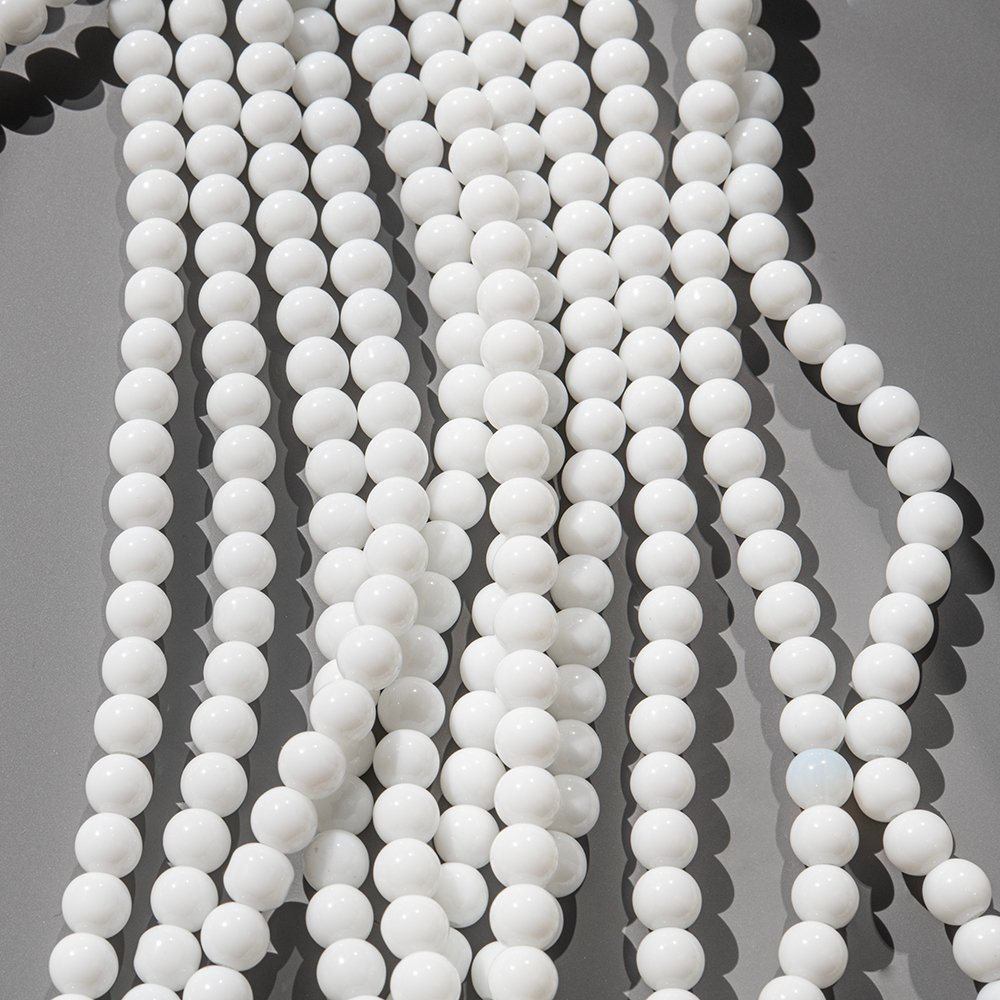 Керамические бусины, белый глянец, шар 6,1мм