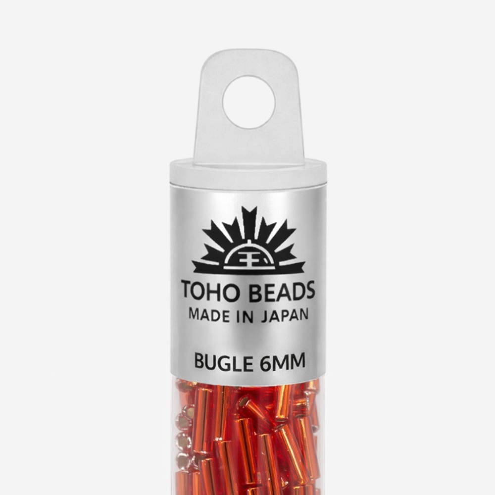 Японский бисер TOHO Bugle (стеклярус) 6mm (№25), с внутренним серебрением, прозрачный