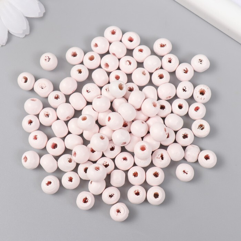 Бусины для творчества "Дерзкий розовый", дерево, d-0,8 см, набор 20гр, АртУзор