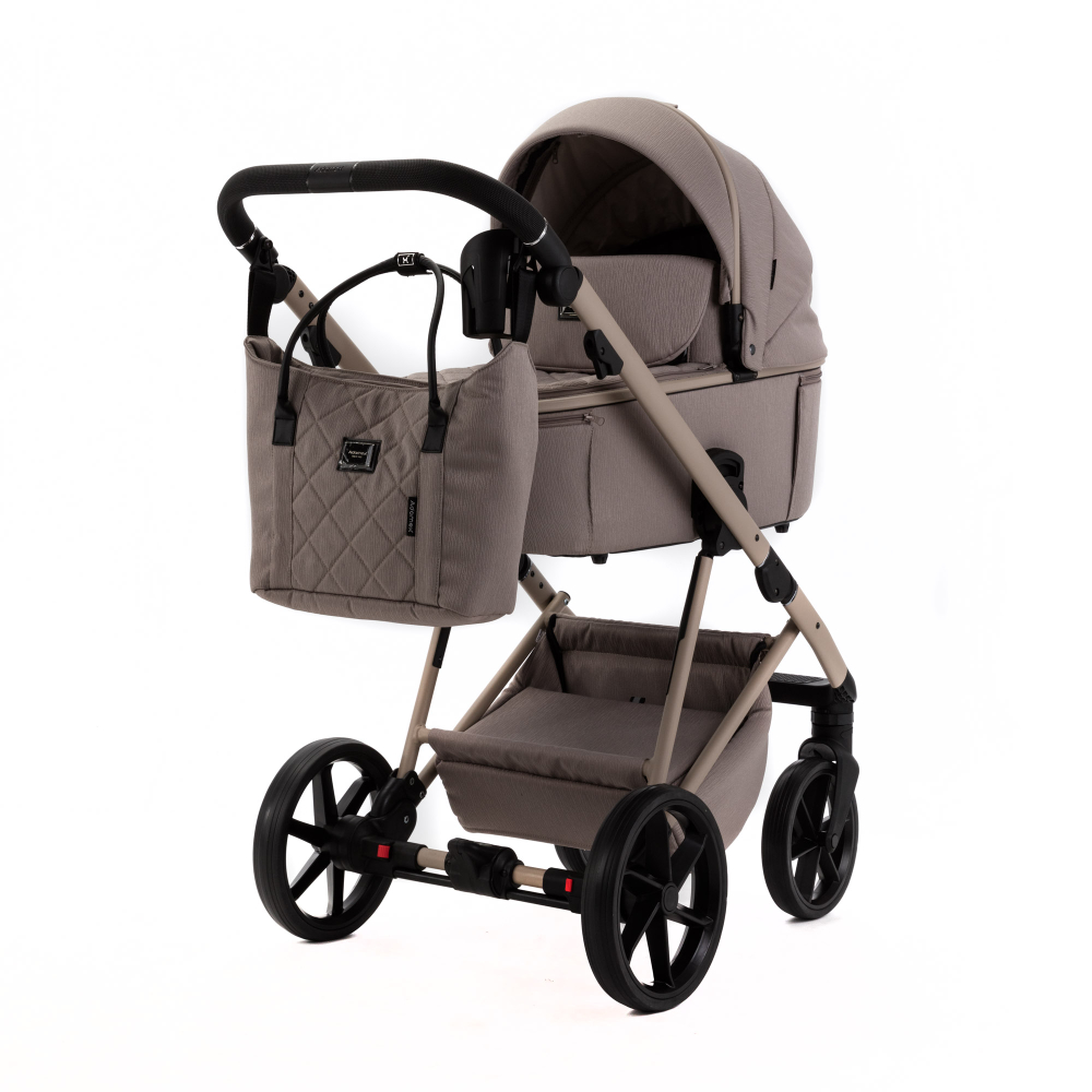 Детская универсальная коляска Adamex Delta Natura - DN-4 Cappuccino (Капучино, ткань)