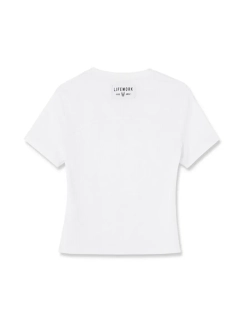 Футболка укороченная в рубчик с вырезом