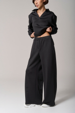 Брюки трикотажные wide leg черные