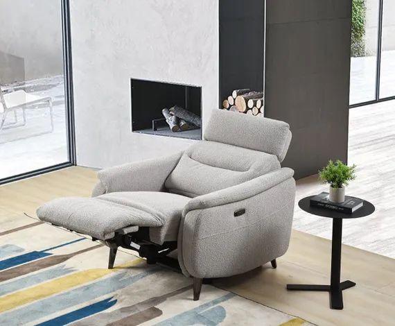 Кресло-реклайнер Level, серое букле