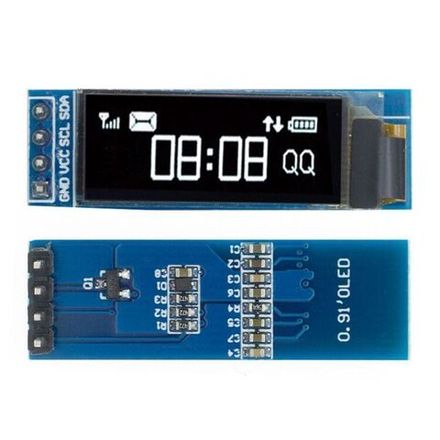 OLED дисплей 0.91 дюйма 128x32, I2C (белый) для Arduino