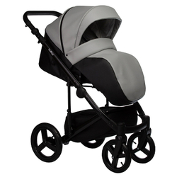 Детская коляска Indigo Tour Eco 2 в 1 Te02 черная кожа+серая кожа