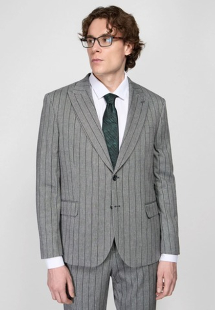 Мужской костюм двойка в полоску (серый) В80