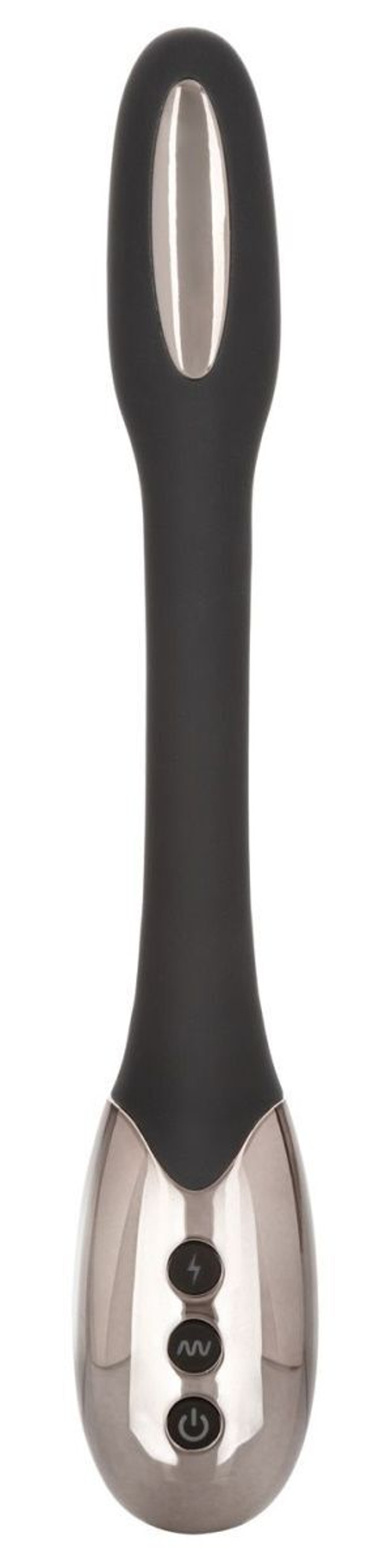 Черный гибкий вибромассажер с электростимуляцией Electro-Spark - 23,5 см.