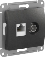 GLOSSA РОЗЕТКА двойная ТВ + компьютерная RJ45 кат. 5e, механизм, АНТРАЦИТ