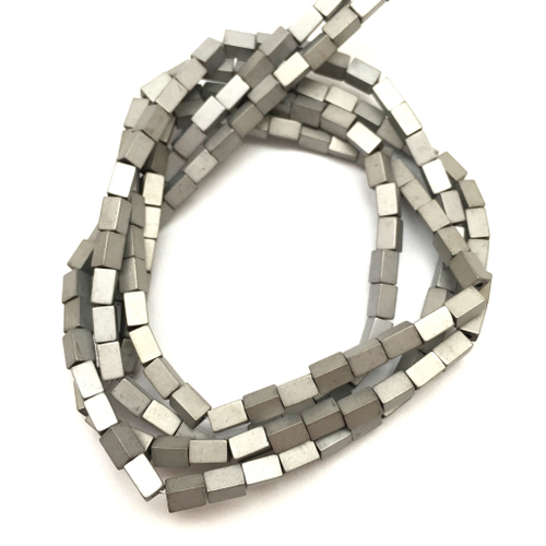 Гематит матовый серебро 5х3 мм, бусины-цилиндры (нить)