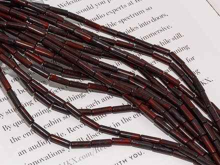 Нить бусин из яшмы, трубочки 4х13,5мм