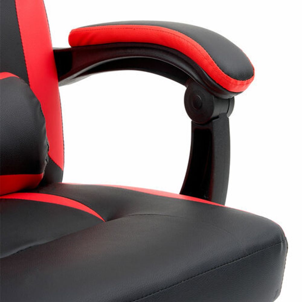 Кресло компьютерное CROMEX "Start GM-105", две подушки, экокожа, черное/красное, 532957