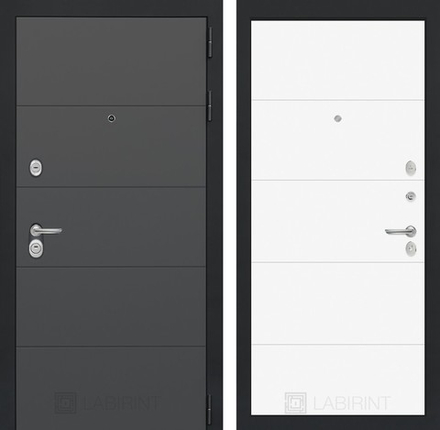 Входная металлическая дверь Лабиринт ART (АРТ) графит 13 Белый софт