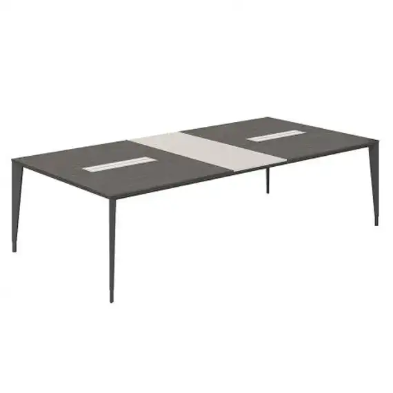 NZ-0109.YN.GS.AL / Стол конференц домино вдоль 2200х1050х725 ясень наварра, мк алюминий / цвет: ясень наварра, центр серый камень, каркас алюминий