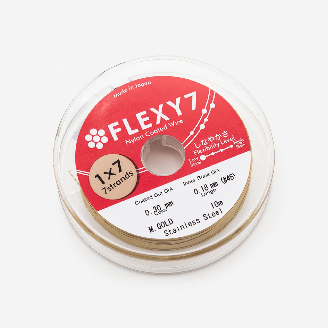 Японский ювелирный тросик FLEXY 7 диаметр 0,3мм, цвет "Сатиновое золото"