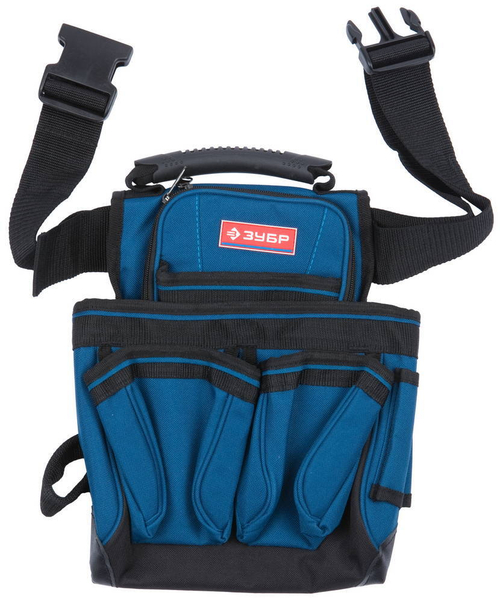 Подсумок поясной ЗУБР ″ЭКСПЕРТ″, держатель для молотка, дополнительная ручка для переноски, 7 карманов