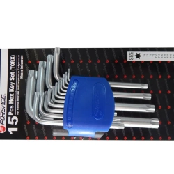 Набор ключей TORX Г-образных с отверстием,15пр.(Т6Н,T7H,T8H,T9H,Т10Н,Т15Н,Т20Н,Т25Н,Т27Н, Т30Н,Т40Н,Т45Н,Т50Н,Т55Н,Т60Н)в пластиковом держателе Forsage F-5151T