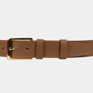 Ремень кожаный мужской из натуральной кожи сафьяно 40 мм, карамельный