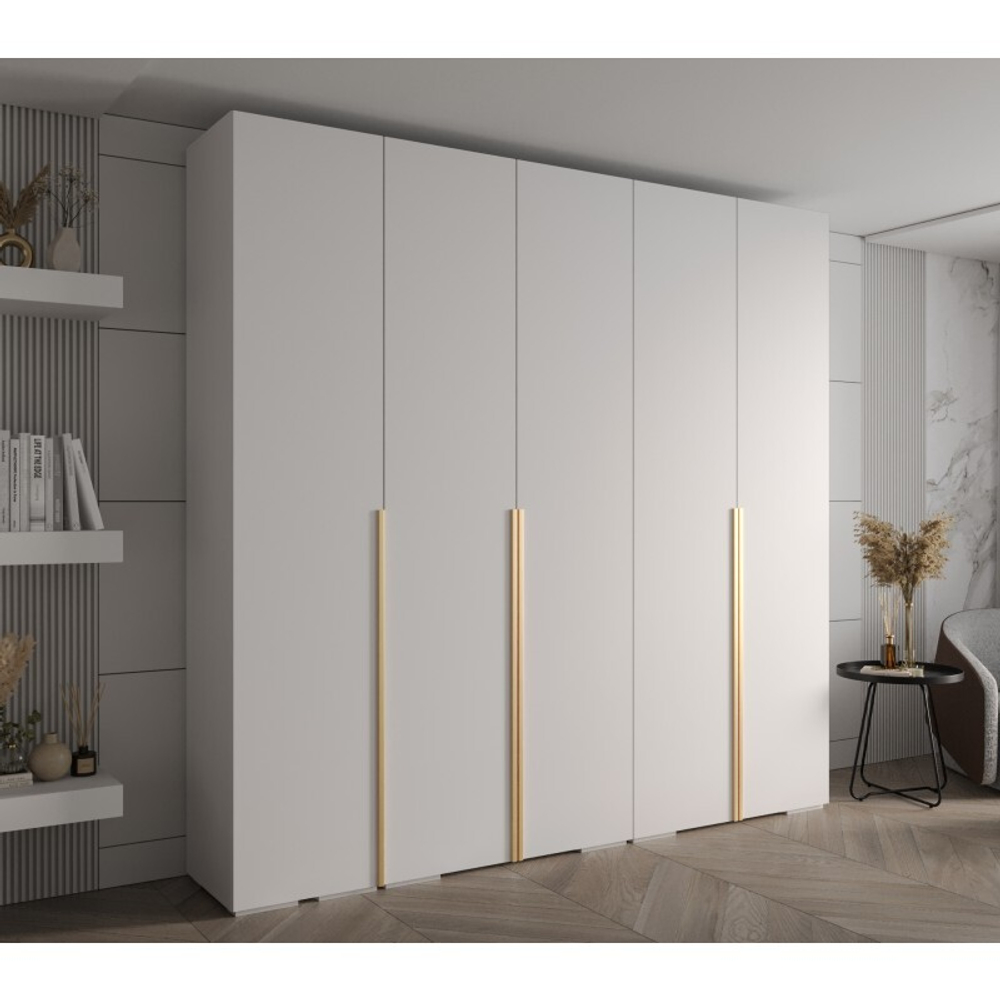 Распашной пятисекционный шкаф Мори - 12 Белый Снег 8685 BS  220*60*220