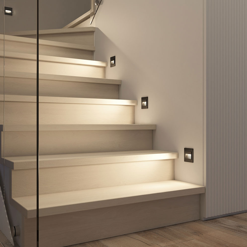 DK3050-BK Светильник встраиваемый в стену, IP 20, LED 3000, 1 Вт, черный пластик