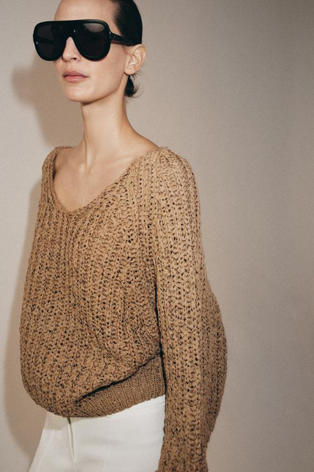 Свитерок из трикотажа с вязаной тесьмой - ZARA