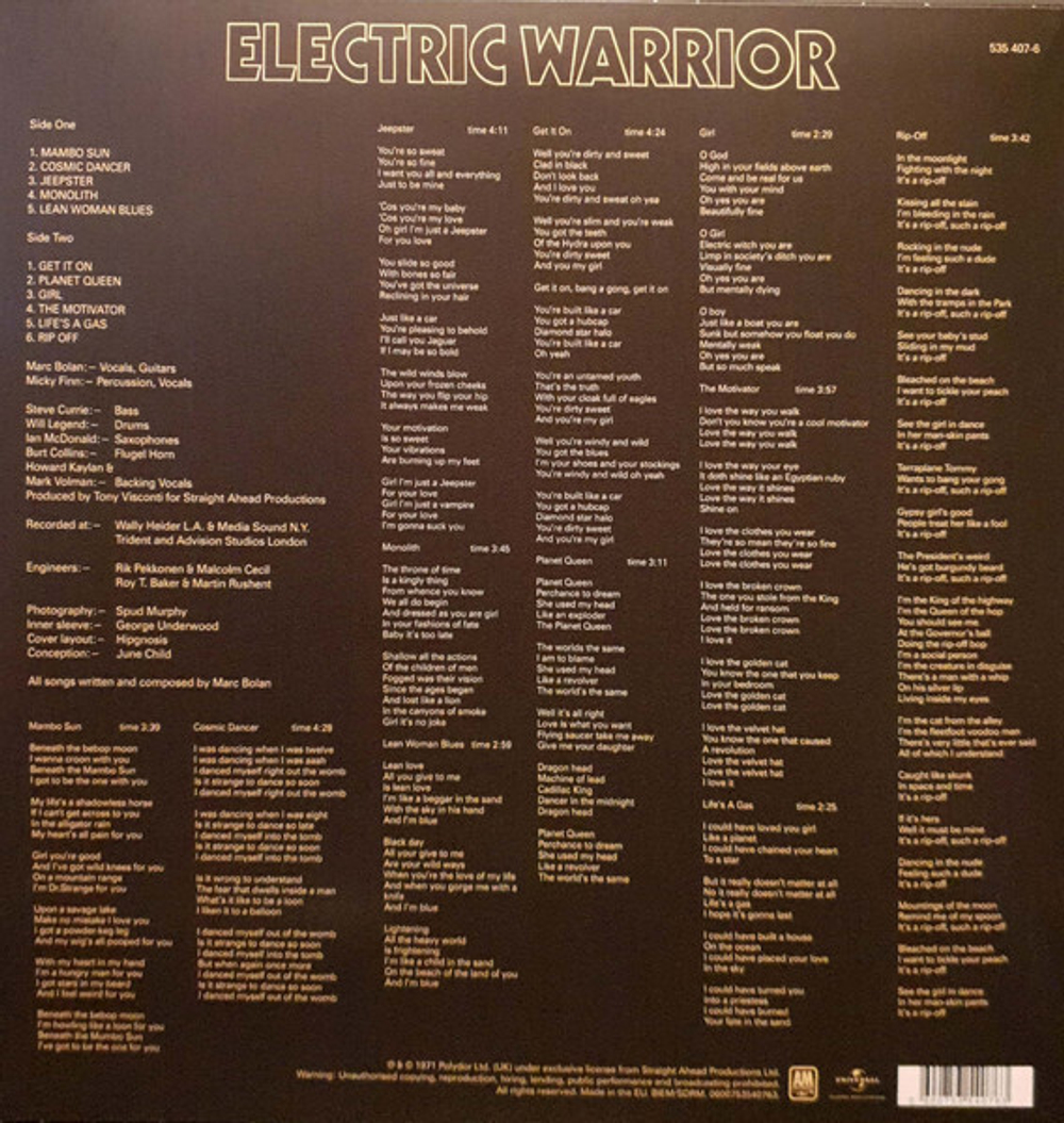 T. Rex - Electric Warrior (Европа 2014г.)