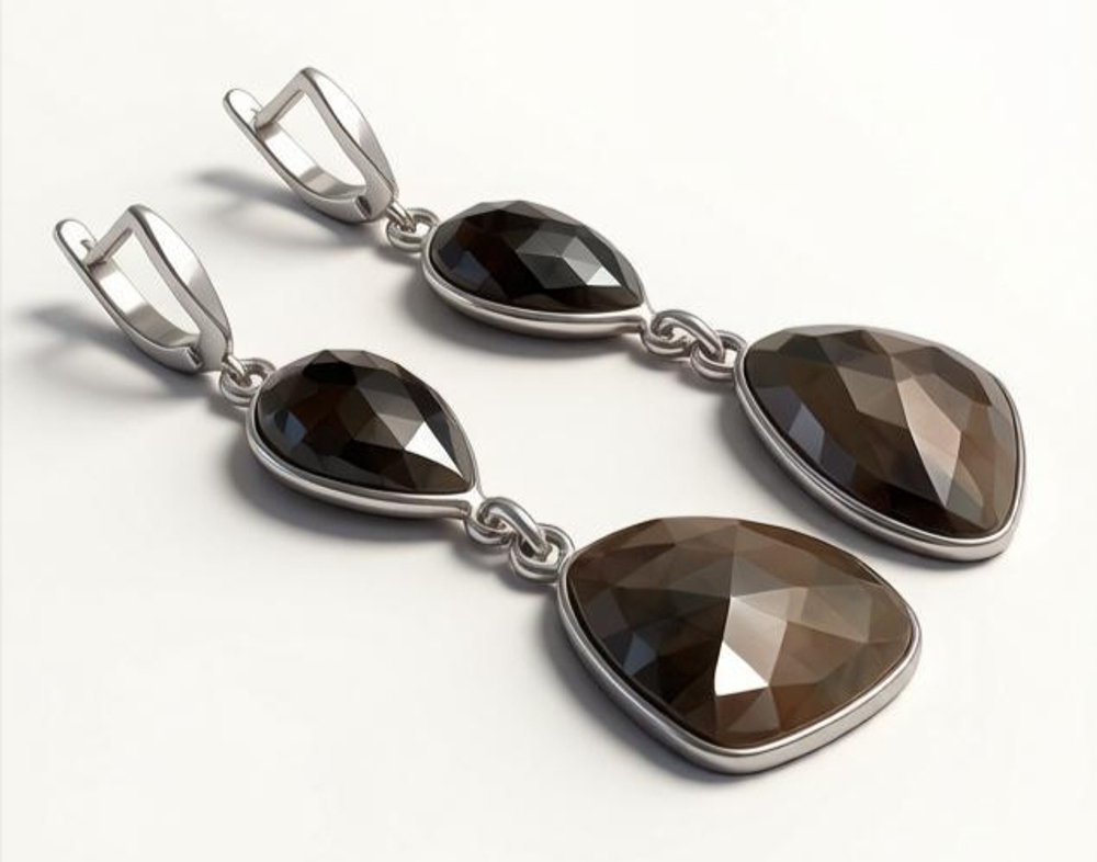 Ювелирные серьги из серебра 925 пробы с сапфирами