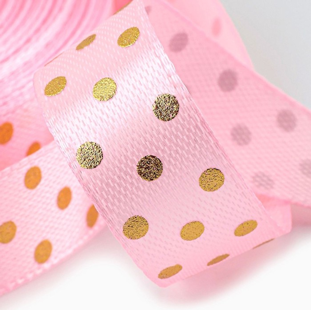 Атласная лента в горошек 15 мм