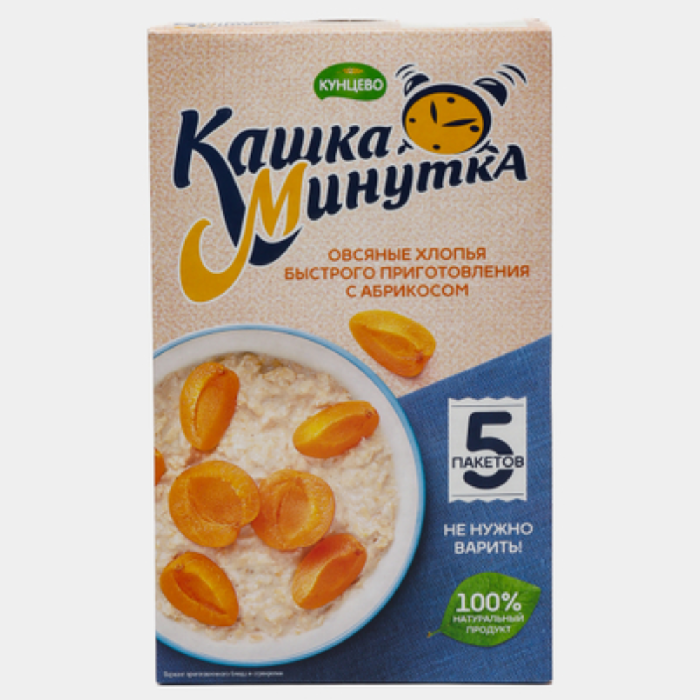Каша Минутка Овсяные хлопья абрикос 185 гр