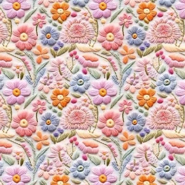 ИМИТАЦИЯ ЦВЕТОЧНОЙ ВЫШИВКИ  #3,  100% хлопок Handmade Fabrics 1