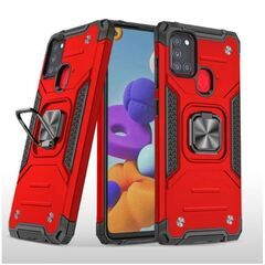 Противоударный чехол Strong Armour Case с кольцом для Samsung Galaxy A21s (Красный)