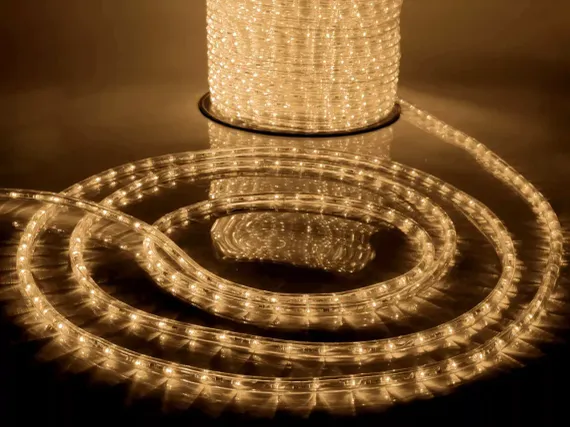 Дюралайт светодиодный 2-х проводной, диаметр 13 мм., 24В, теплые белые LED лампы 36 шт на 1 м., бухта 100 м., статика, Teamprof (TPF-DL-2WH-100-24-WW)