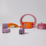 Деревянный мобильный кукольный домик "Розово-оранжевый", 14 деталей