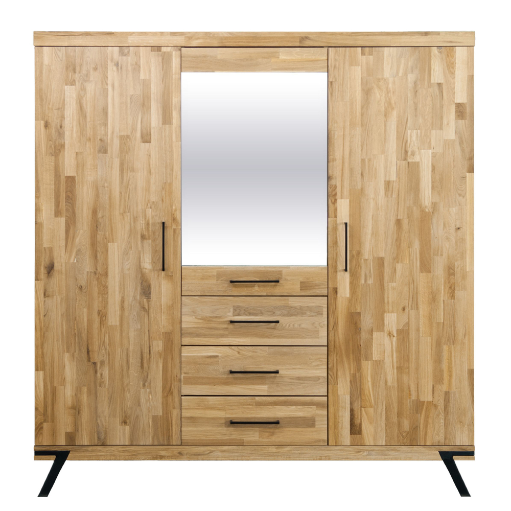 Шкаф для одежды 180х62х190, Флеверс, распашной для одежды, массив дуба, на металлических ножках, Dipriz