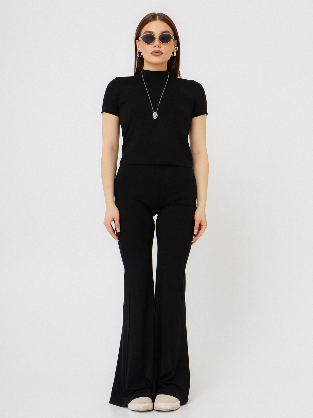 Брюки-клеш Вискоза, черные