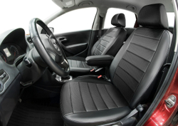 Авточехлы Rival Строчка (зад. спинка 40/60) для сидений Volkswagen Polo V седан 2010-2020, эко-кожа, черные, SC.5801.1