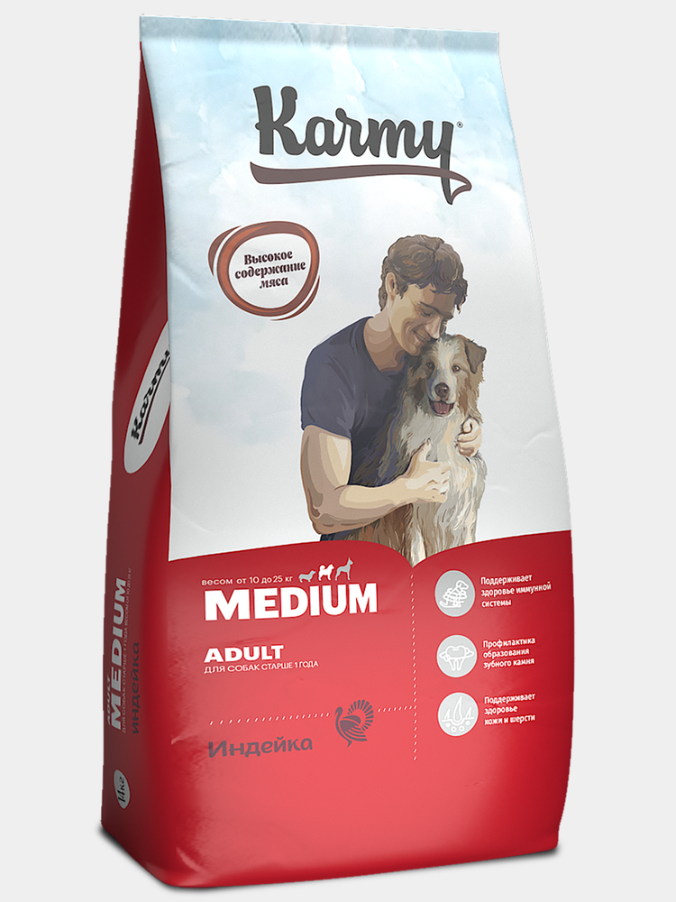 Сухой корм Karmy Medium Adult для собак средних пород Индейка 14 кг