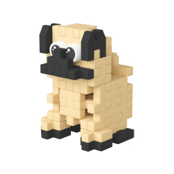 Marioinex - Мини-конструктор Waffle POCKET PETS PUPPIES Мопс 42 элемента. 907849